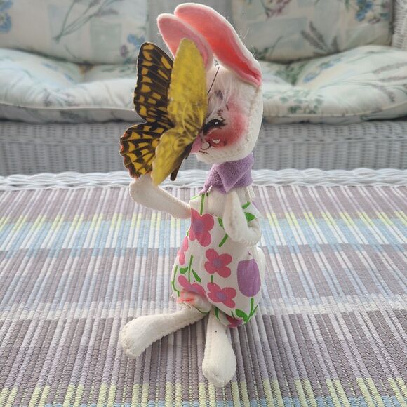 Annalee Mobilitee Doll Vintage 1971 Collectible Poseable Easter Bunny Butterfly - Picture 2 of 10